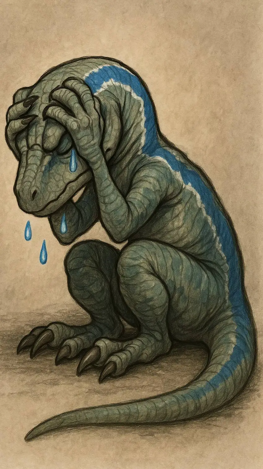 ai character: Blue triste background