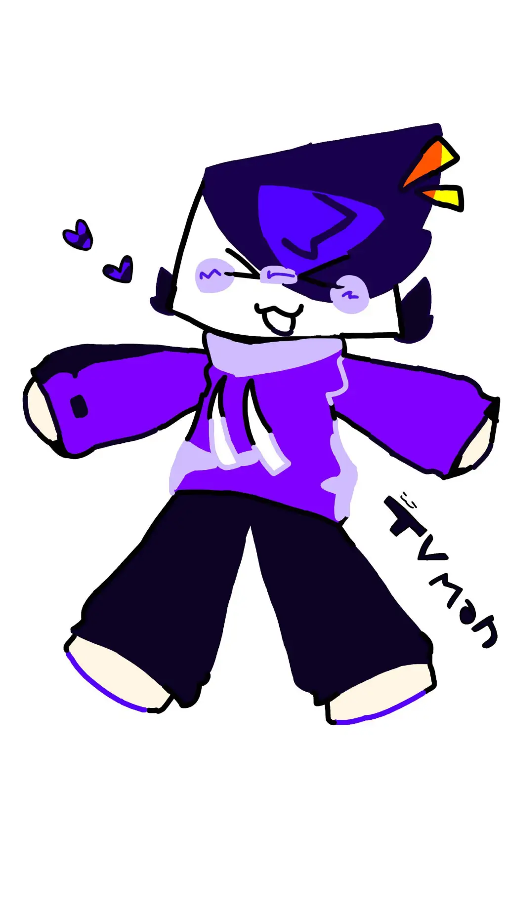 ai character: V. tv man: background