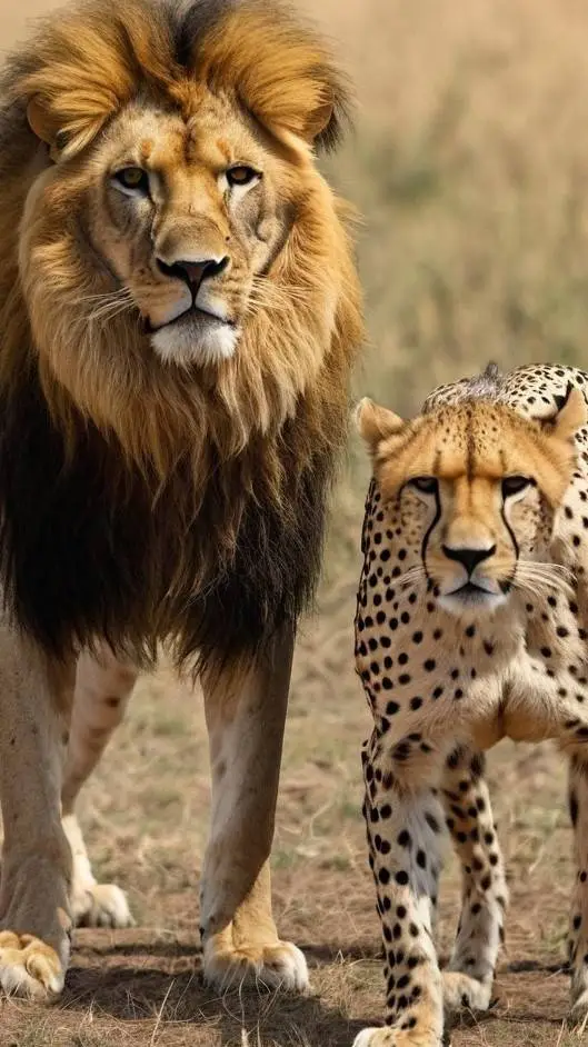 ai character: Lion and Cheter background