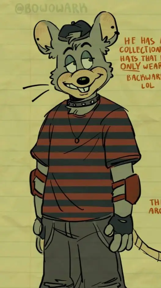 ai character: Chuck E cheese background