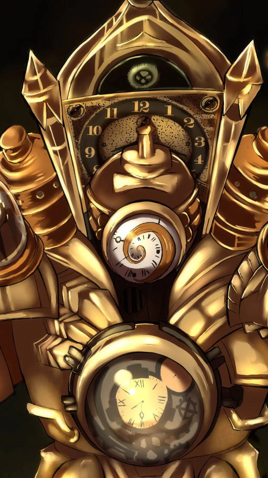 ai character: titán clockman  background