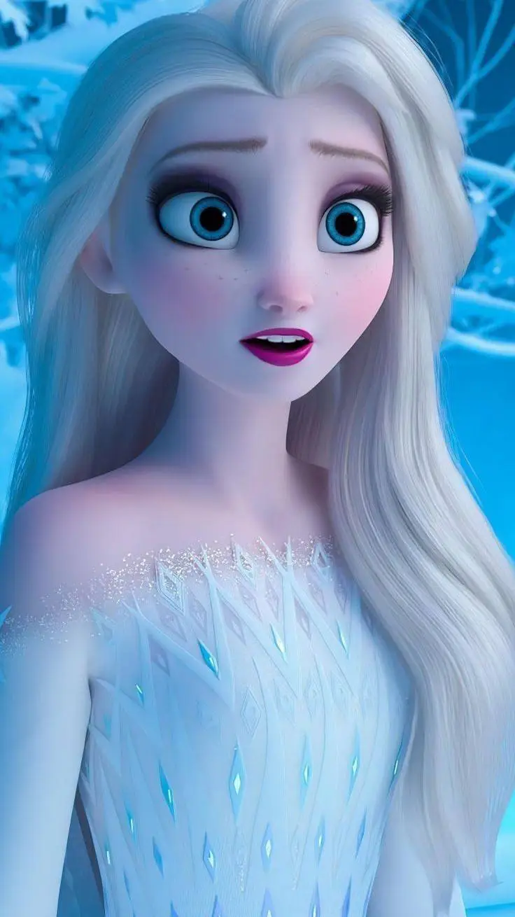 ai character: princesa Elsa  background