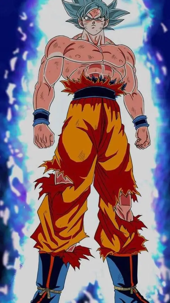 ai character: Goku ultra blue  background