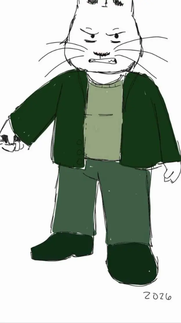 ai character: FredBunny  background