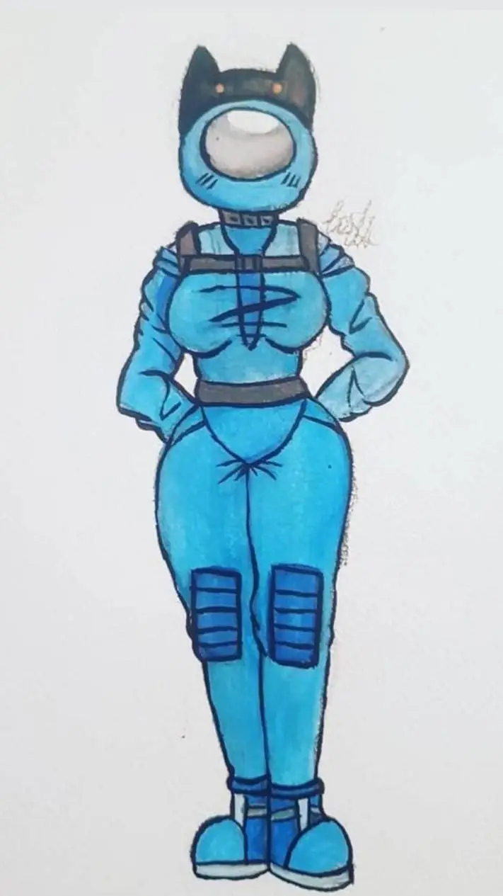 ai character: rojo y azul(mujer? background
