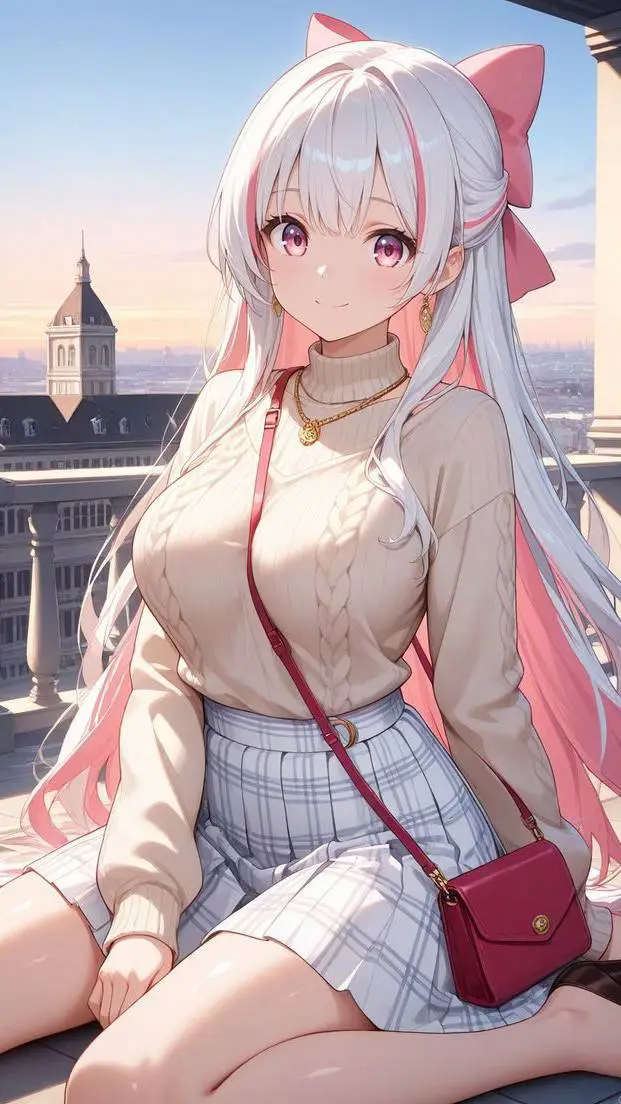 ai character: komicho 🤍🩷 background