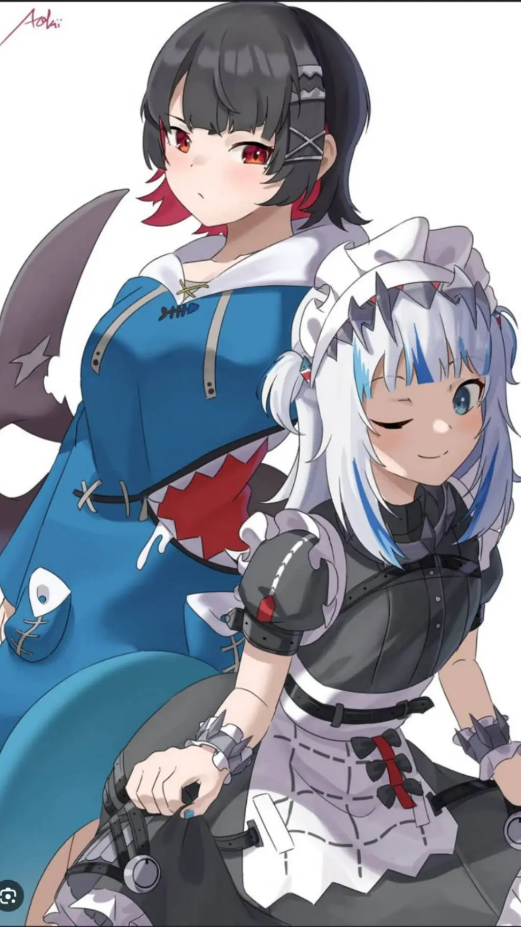 ai character: Gura y Ellen background