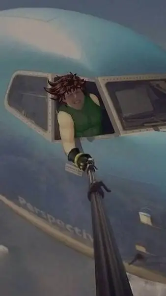 ai character: Jjba plane ride  background