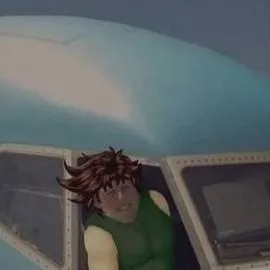 chat with ai character: Jjba plane ride 