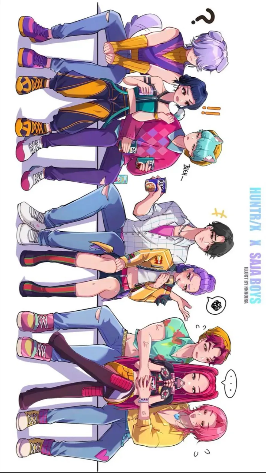 ai character: Saja boys cats background