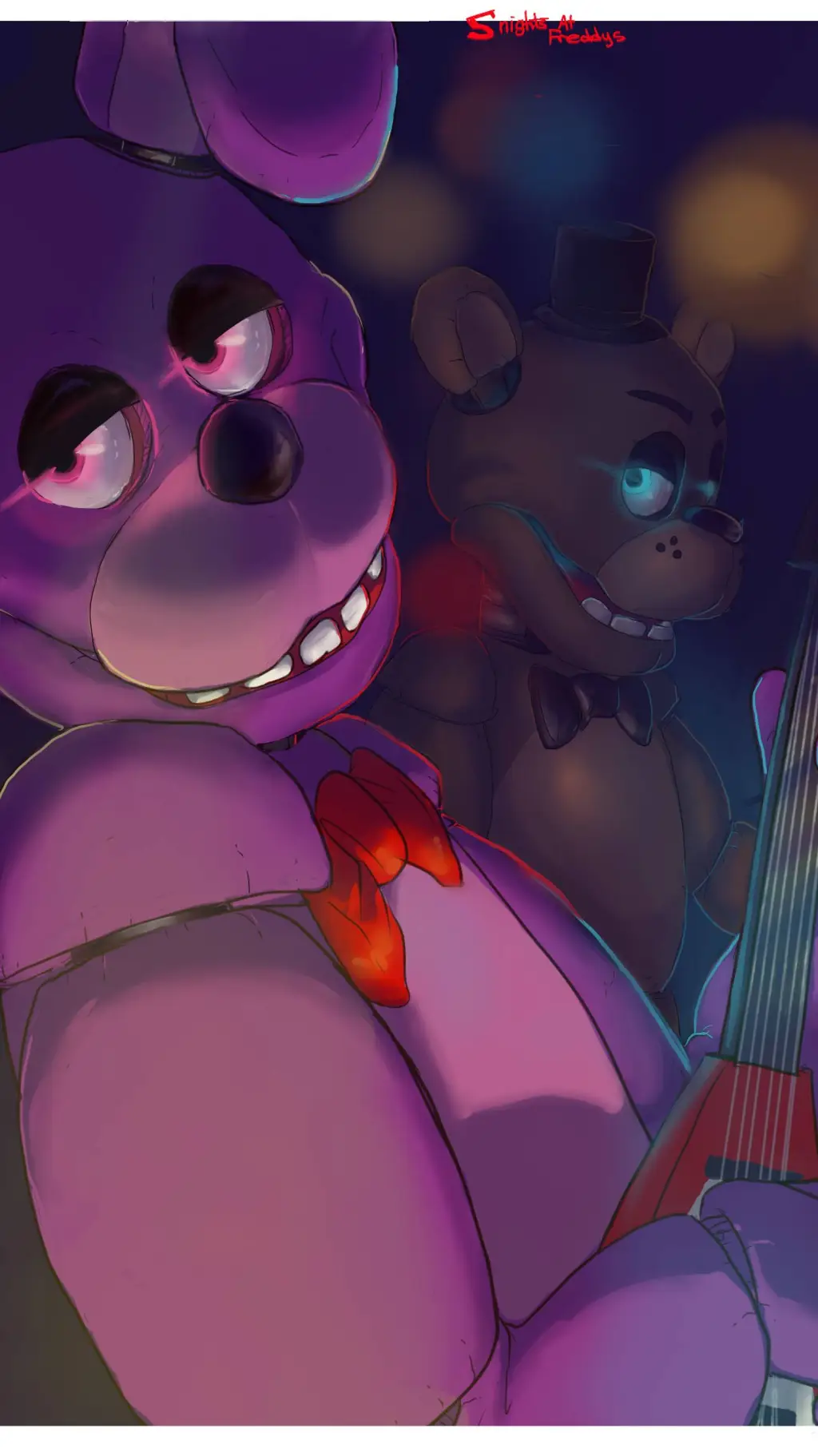 ai character: 🧡Freddy×Bonnie💜 background