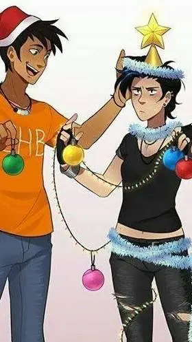 ai character: PJO Christmas  background