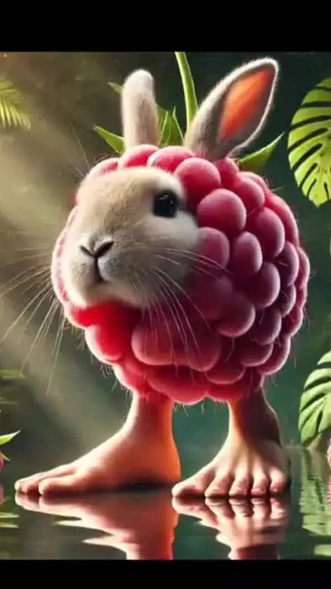ai character: raspberryni rabbit background