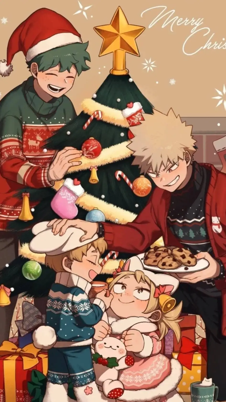 ai character: mha christmas. background