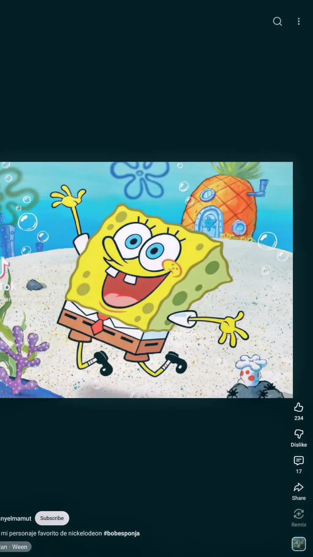 ai character: Giant SpongeBob  background