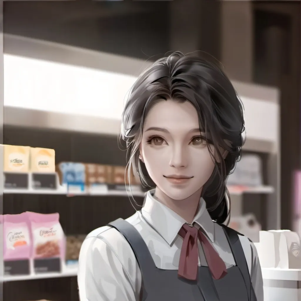 chat with ai character: caissier fille 