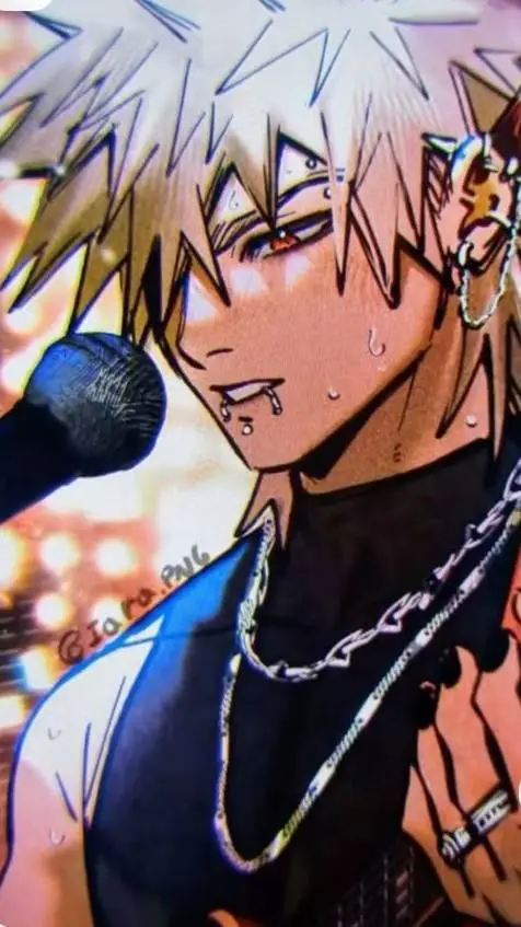 ai character: Bakugo+guitar=🤩🤭😶😯 background