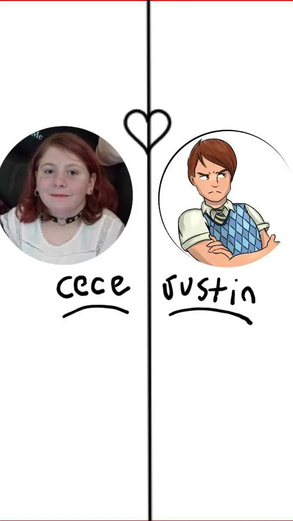 ai character: cece and justin  background