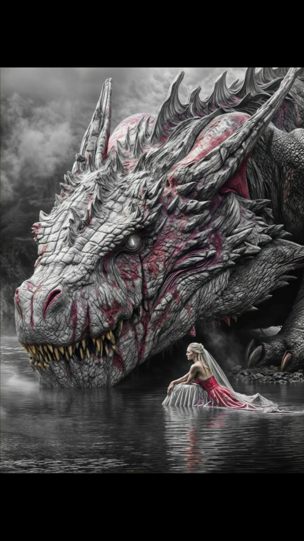 ai character: snow dragon background