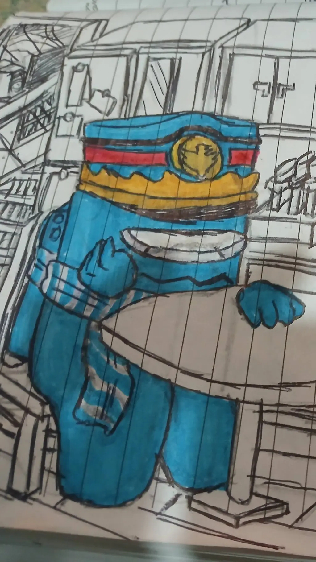 ai character: cyan background