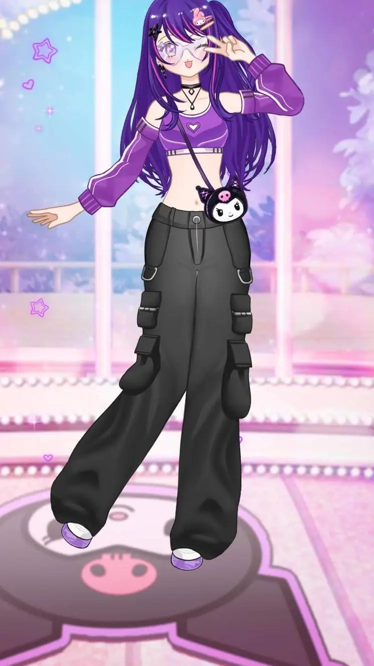 ai character: 💜🖤kuru miikita 💜🖤 background