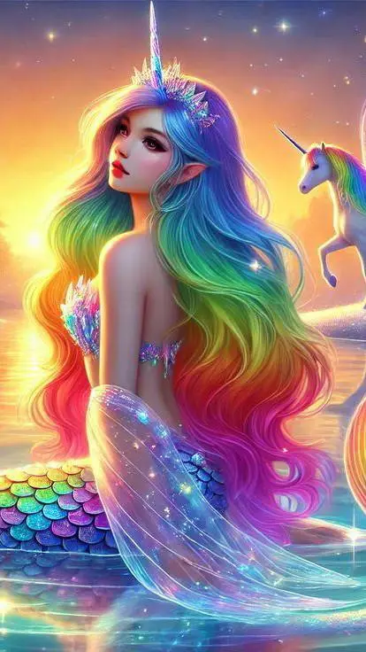 ai character: Rainbow unicorn  background