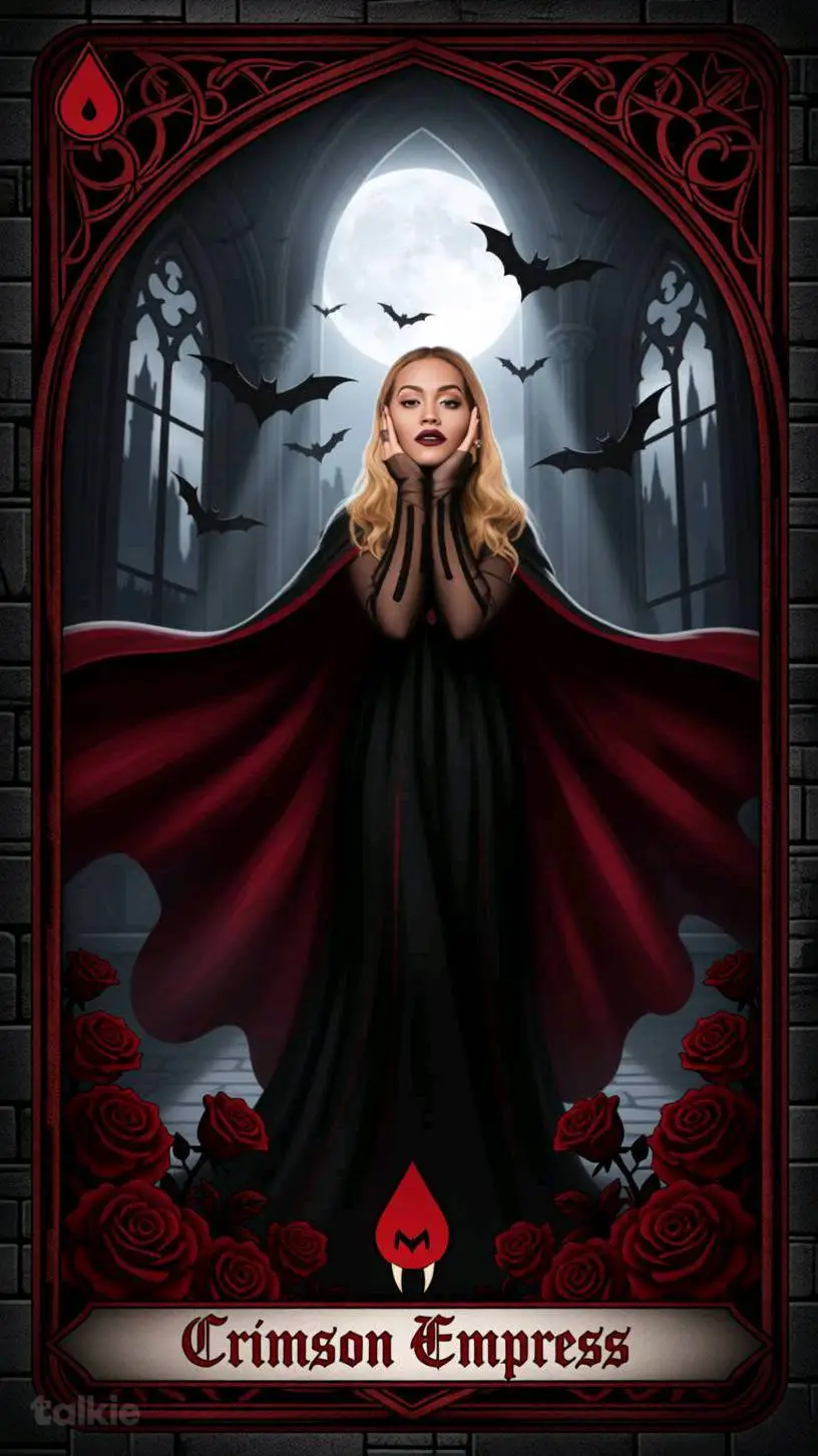 ai character: Vampire Rita Ora  background