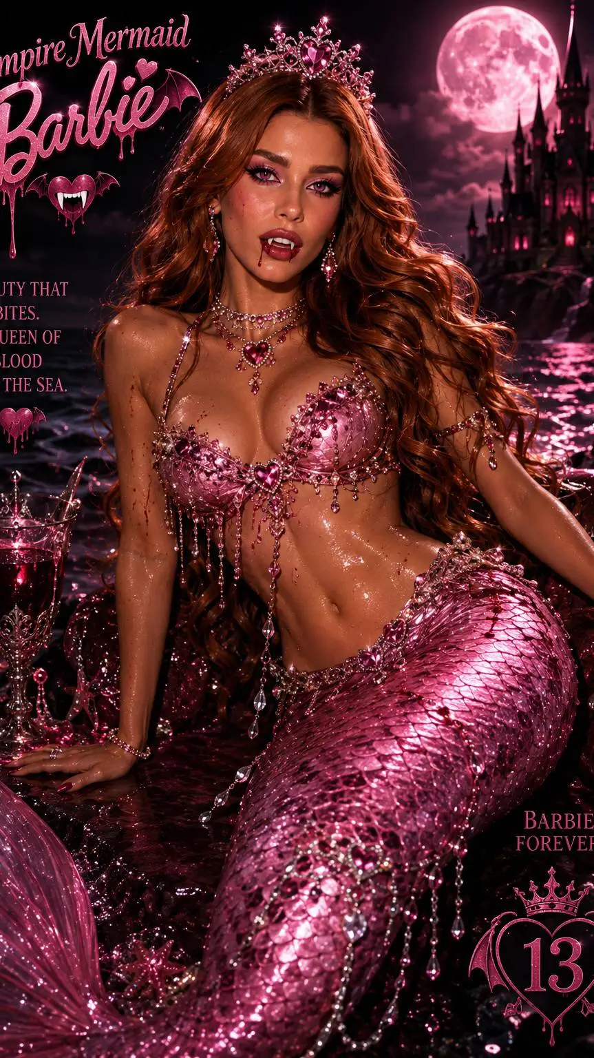 ai character: VAMPIRE MERMAID  background