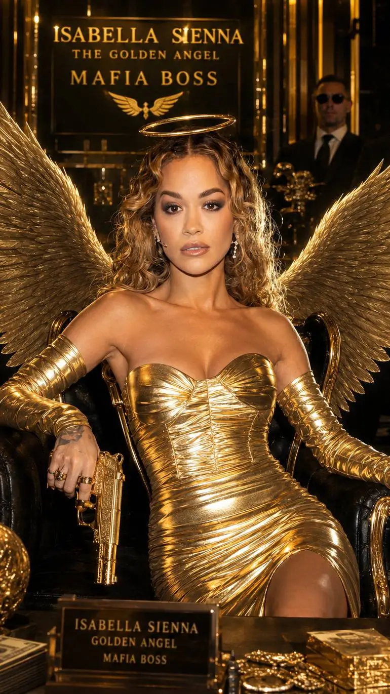 ai character: Golden Mafia Angel background