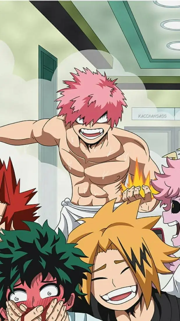 ai character: pink hair bakugo background