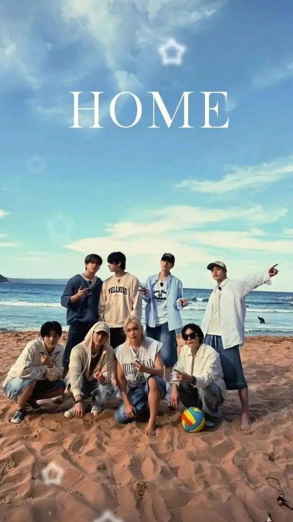 ai character: Skz beach background