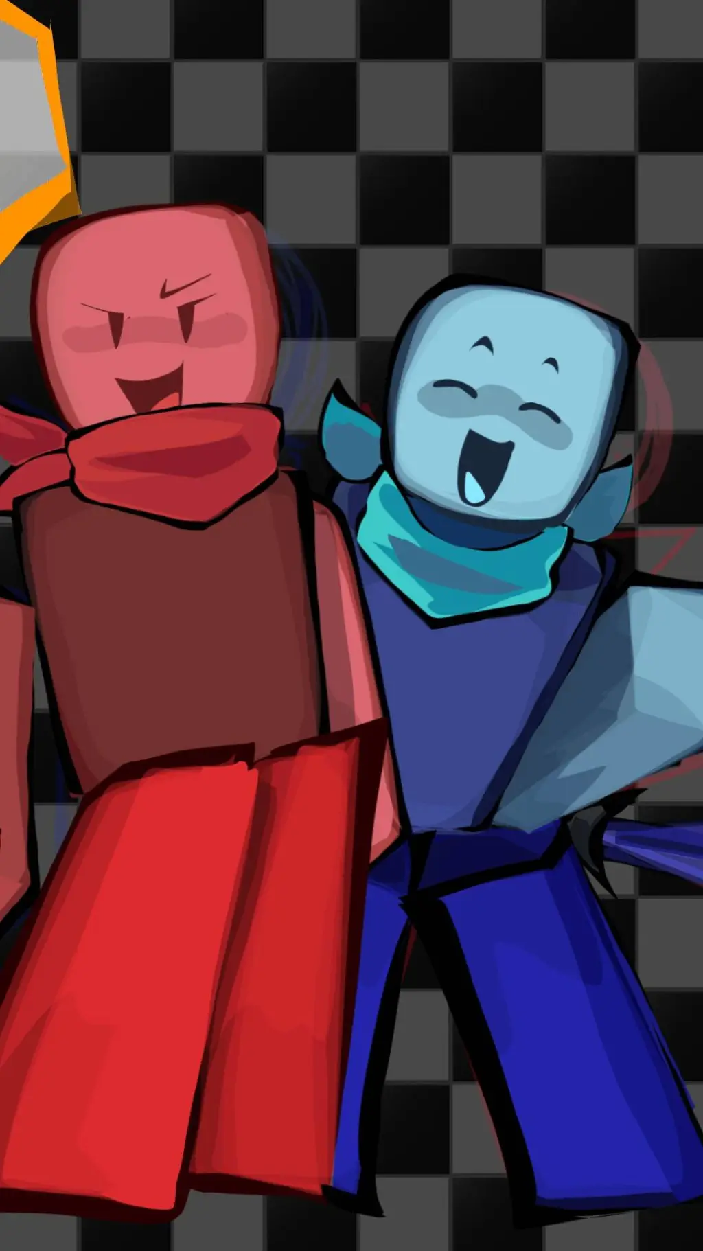 ai character: red and blue background