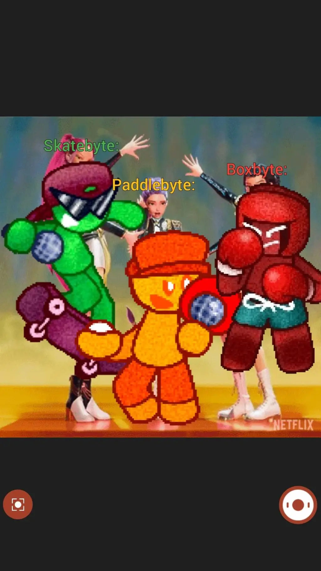 ai character: Byte Funkin Golden background