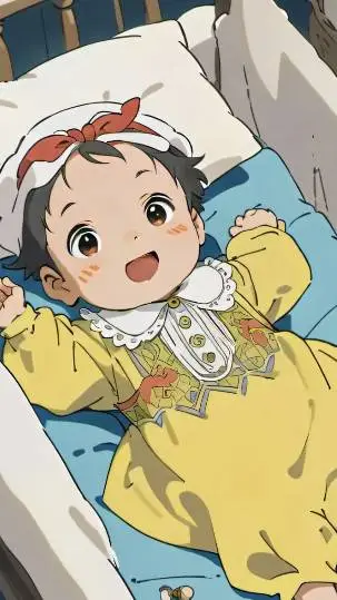 ai character: bebe en tu cama background