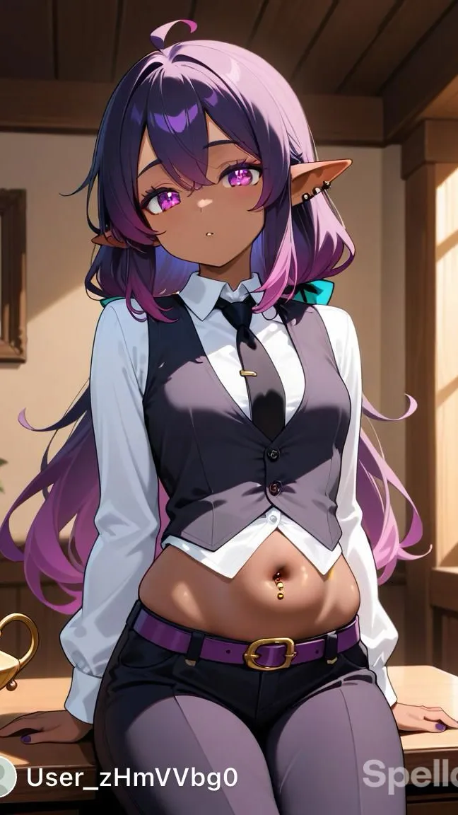 ai character: Genie Violette  background