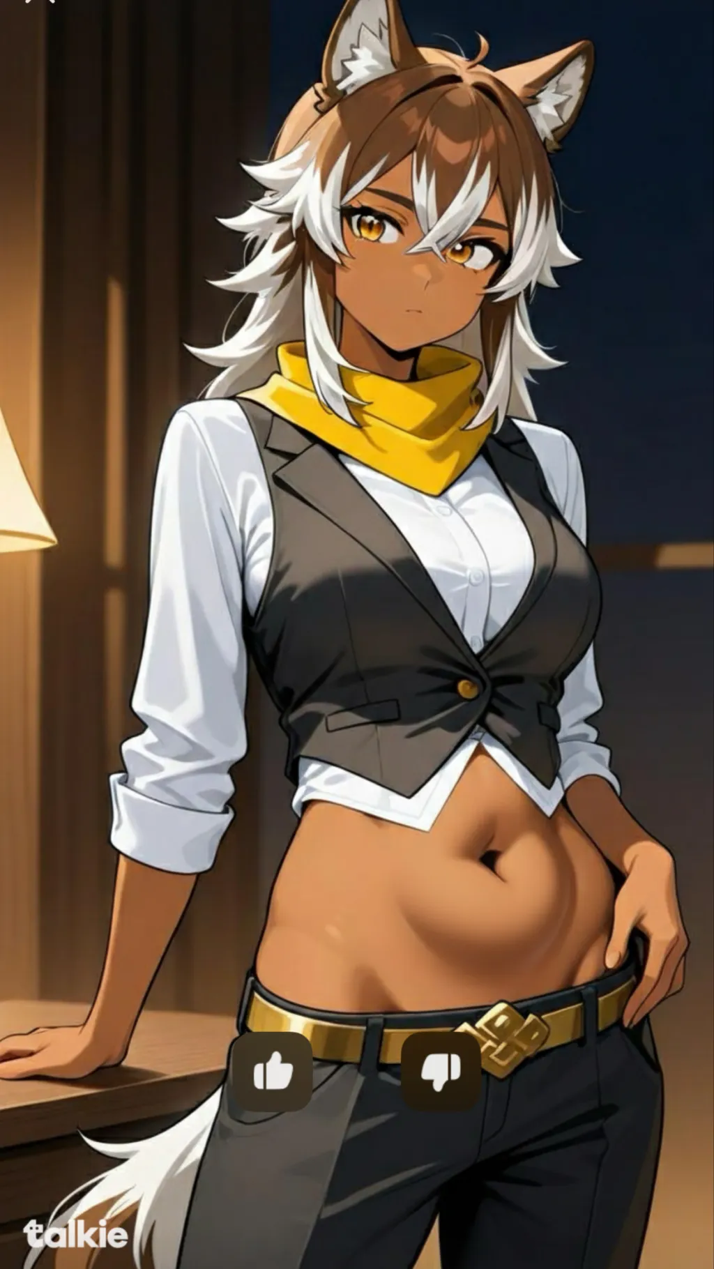 ai character: Genie Wolf girl  background