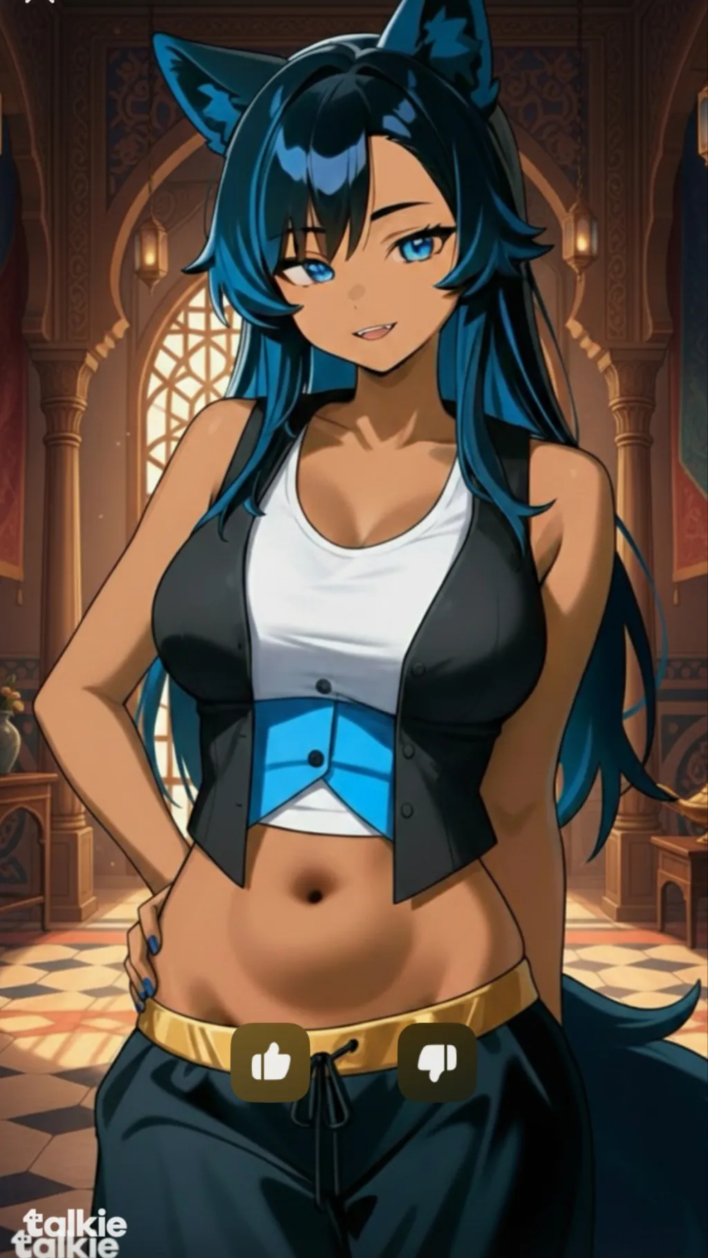 ai character: Genie Isabella  background