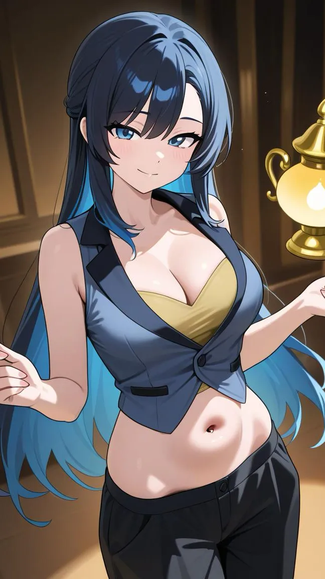 ai character: Genie Carly  background