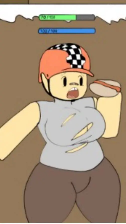 ai character: FEM HOTDOG background