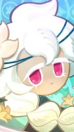ai character: white Llily cookie background