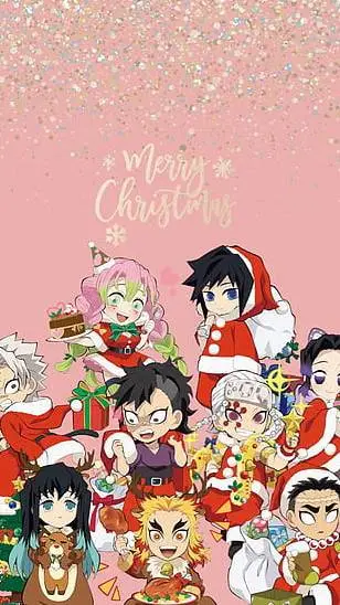 ai character: kny Christmas background