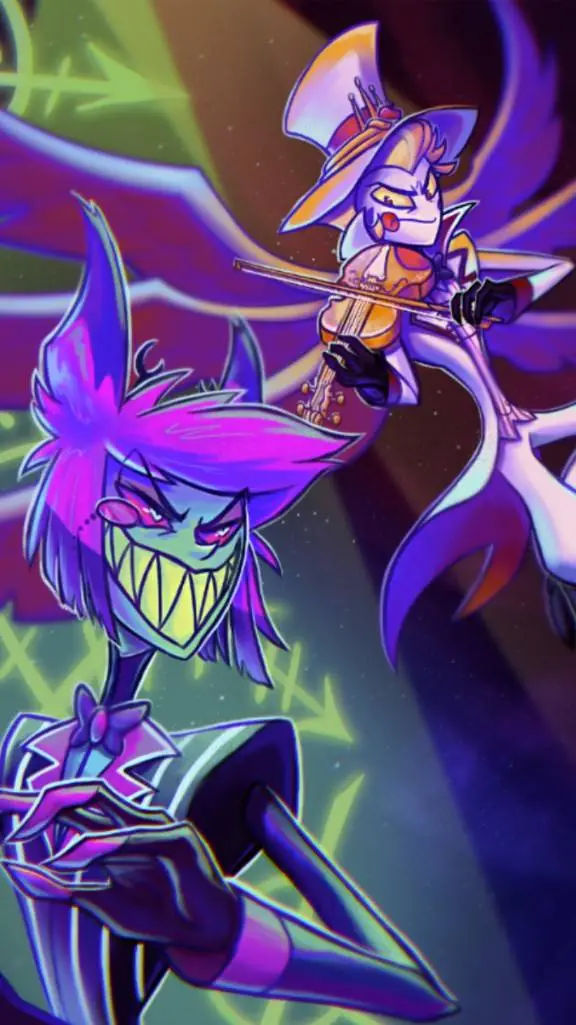 ai character: Alastor vs Lucifer background