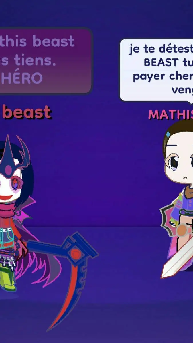 ai character: BEAST  VS HERO background