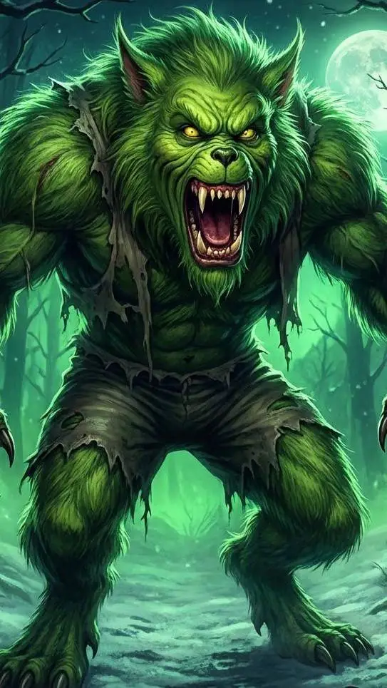 ai character: Grinch Werewolf  background