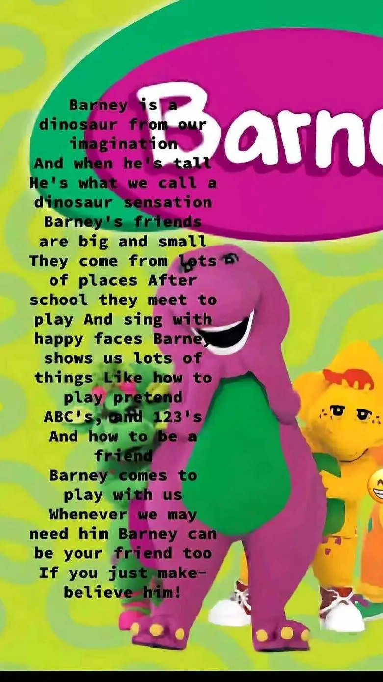 ai character: Barney song :) background