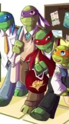 ai character: tmnt in school  background