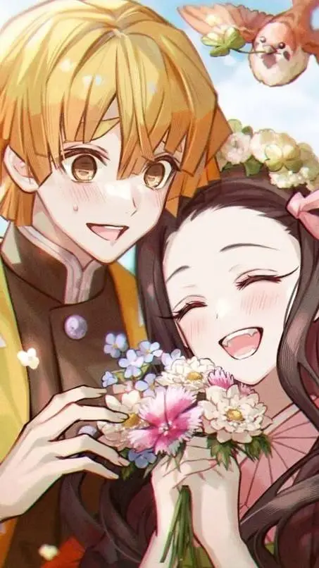 ai character: nezuko x zenitsu  background