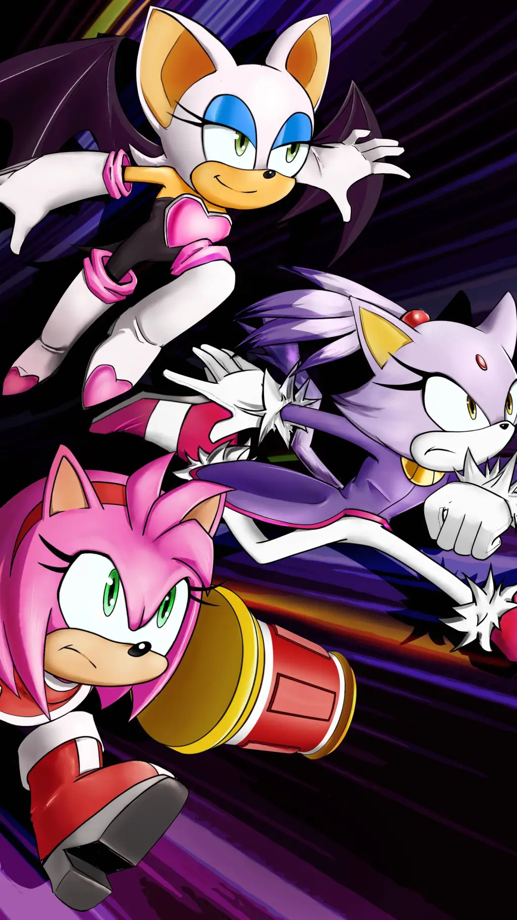 ai character: Amy rouge y blaze background