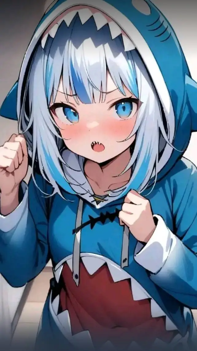 ai character: tubarão azul  background