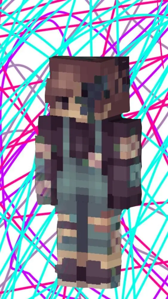 ai character: cyans mincraft background